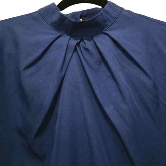 SHEIN Blue Pleated Long Sleeve Blouse – 0XL - Picture 2 of 6